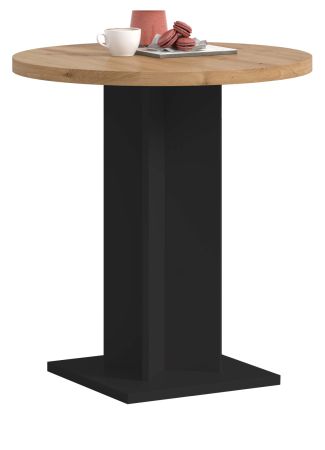 Esstisch Anton in Artisan Eiche und schwarz K�chentisch rund � 70 cm
