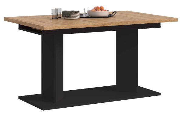 Esstisch Anton in Artisan Eiche und schwarz Tisch 2-fach ausziehbar 140-180-220 x 90 cm