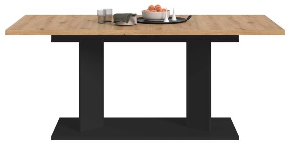 Esstisch Anton in Artisan Eiche und schwarz Tisch 2-fach ausziehbar 140-180-220 x 90 cm