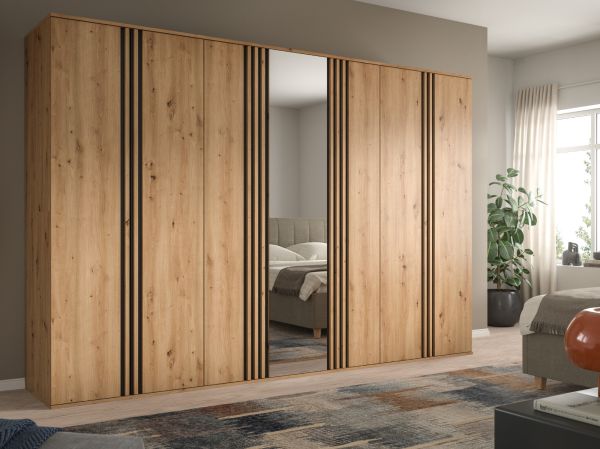 Kleiderschrank Bj�rke in Artisan Eiche und grau Dreht�renschrank 4-t�rig 160 x 192 cm