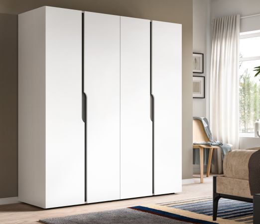Kleiderschrank Orla in wei� und grau Dreht�renschrank 4-t�rig 162 x 176 cm