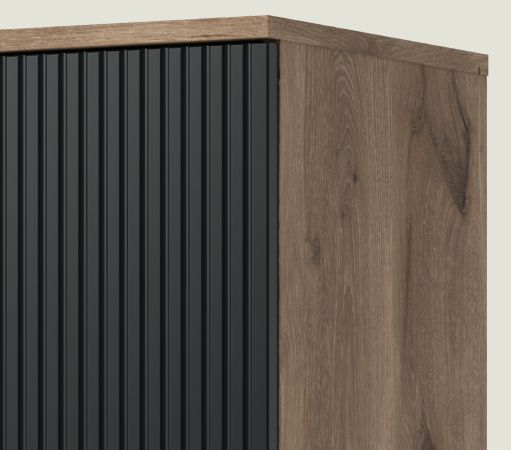 Sideboard Graz in schwarz und Nox Eiche Kommode 154 x 90 cm