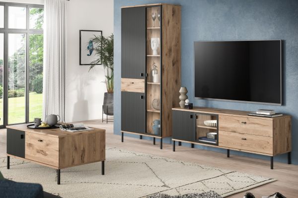 Sideboard Graz in schwarz und Nox Eiche Kommode 154 x 90 cm