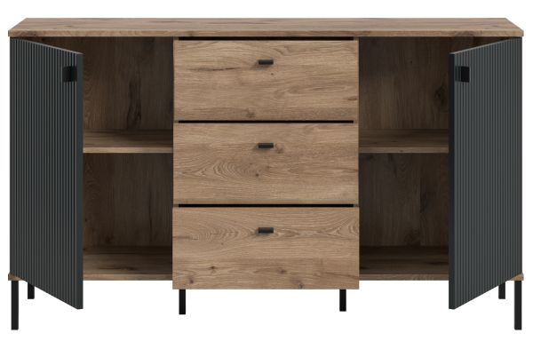 Sideboard Graz in schwarz und Nox Eiche Kommode 154 x 90 cm
