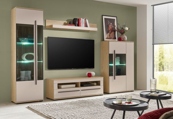 Wandboard Design-D in Kaschmir und Cremona Eiche Wandregal 150 cm
