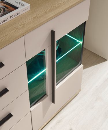 Sideboard Design-D in Kaschmir und Cremona Eiche Kommode 200 cm, mit Soft-Close
