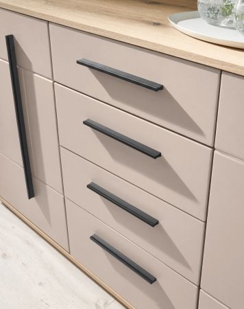 Wohnwand Design-D in Kaschmir und Cremona Eiche Wohnkombination Set 4-teilig 290 cm, mit Soft-Close