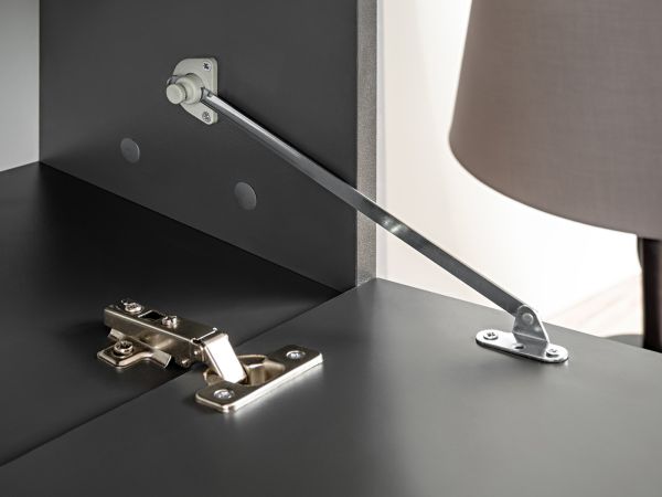 Wohnwand Lester in Anthrazit und Wotan Eiche Schrankwand mit LED, Push-to-Open, 240 x 150 cm