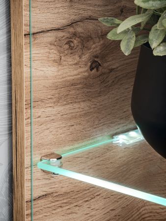 Wohnwand Lester in Anthrazit und Wotan Eiche, Schrankwand inkl. LED und Push-to-Open, 240 x 145 cm