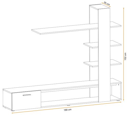 Wohnwand Upgrade in wei� und Wotan Eiche Schrankwand 2-teilig 190 x 152 cm