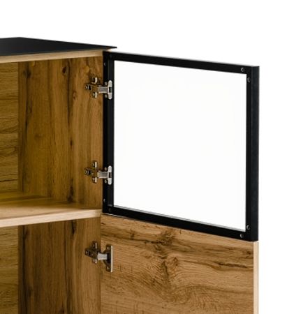 Wohnwand Heritage in Wotan Eiche mit Schwarz inklusive LED, 330 x 197 cm
