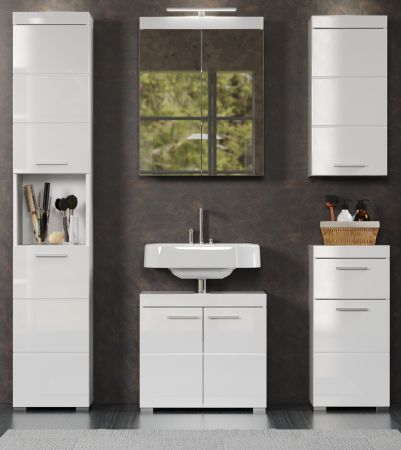 Badezimmer Badm�bel Set Adamo in wei� Hochglanz Badkombination 5-teilig 163 x 190 cm
