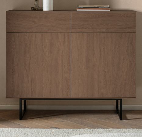 Kommode Breda in Nussbaum 115 x 98 cm mit Push-to-Open-Funktion