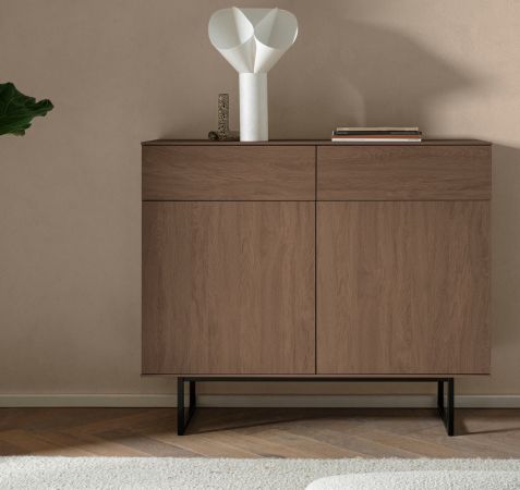 Kommode Breda in Nussbaum 115 x 98 cm mit Push-to-Open-Funktion