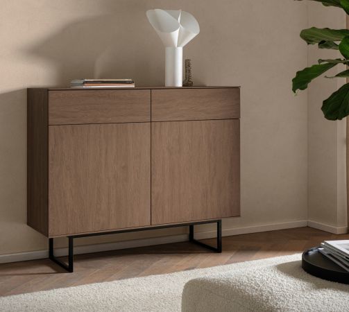 Kommode Breda in Nussbaum 115 x 98 cm mit Push-to-Open-Funktion