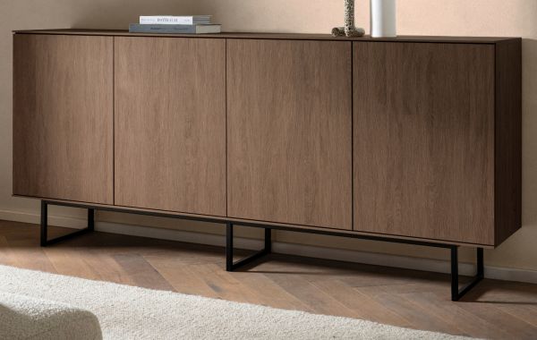 Sideboard Breda in Nussbaum Kommode 200 x 90 cm, mit Push-to-Open