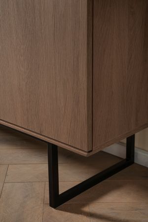 Wohnwand Breda in Nussbaum Wohnkombination 2-teilig 330 cm, mit Push-to-Open