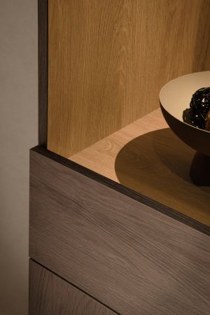 Wohnwand Breda in Nussbaum Wohnkombination 3-teilig 353 cm, mit Push-to-Open