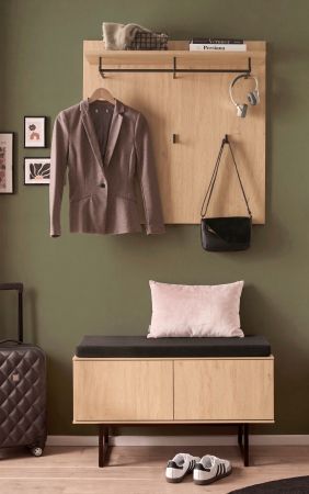 Garderobe Set 3-teilig Breda in Stone Eiche Garderobenkombination 90 x 200 cm