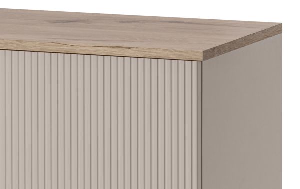 Sideboard Cathlyn in Eiche und Kaschmir Kommode inkl. LED, 160 x 92 cm