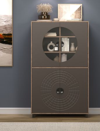 Vitrine Oriana in Bronze und Rostoptik, Highboard 97 x 163 cm mit Soft-Close