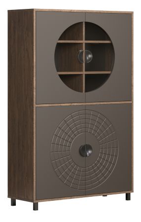 Vitrine Oriana in Bronze und Rostoptik, Highboard 97 x 163 cm mit Soft-Close