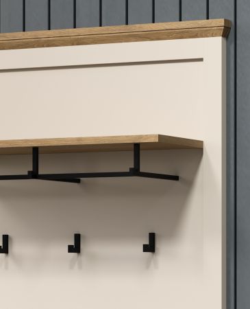Garderobe Set 4-teilig Cozy in Kaschmir und Stein Eiche Landhaus Garderobenkombination 160 cm, Soft-Close
