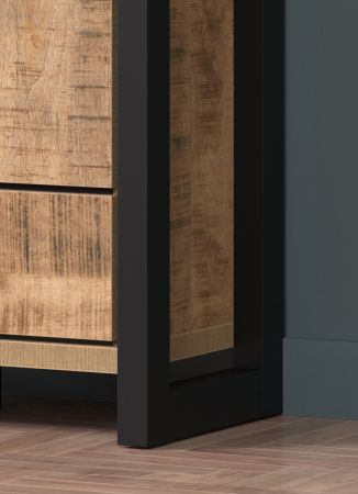 Garderobenschrank Loom in Mango und schwarz Garderobe mit Spiegel 73 x 195 cm