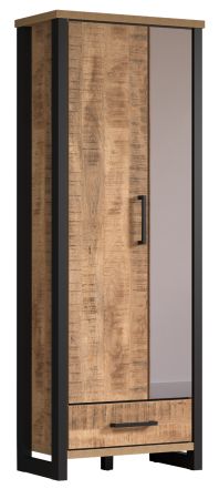 Garderobenschrank Loom in Mango und schwarz Garderobe mit Spiegel 73 x 195 cm