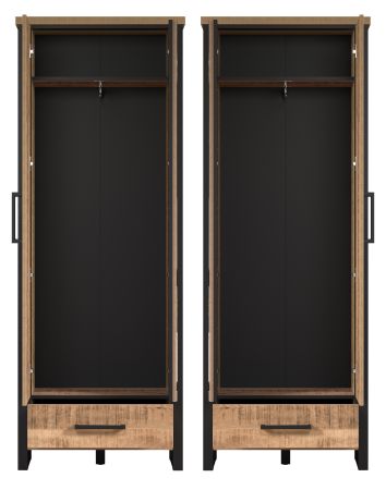 Garderobenschrank Loom in Mango und schwarz Garderobe mit Spiegel 73 x 195 cm