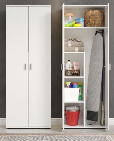 Mehrzweckschrank Purio in wei�, Besen- und Staubsaugerschrank 60 x 176 cm