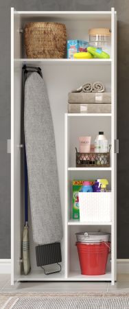 Mehrzweckschrank Purio in wei�, Besen- und Staubsaugerschrank 60 x 176 cm