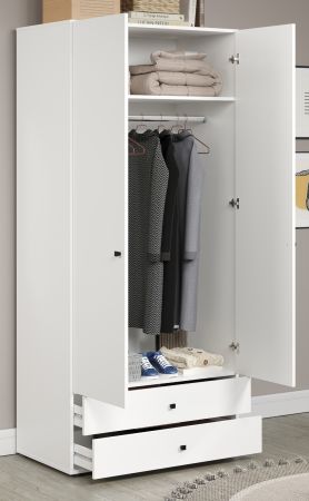 Kleiderschrank Purio in wei� Dreht�renschrank 2-t�rig 81 x 176 cm
