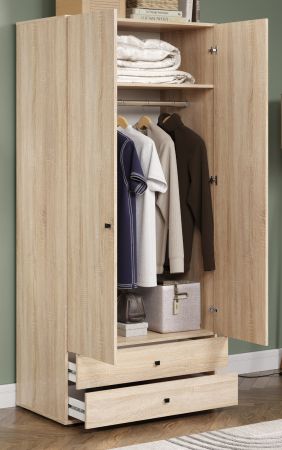 Kleiderschrank Purio in Sonoma Eiche hell Dreht�renschrank 2-t�rig 81 x 176 cm