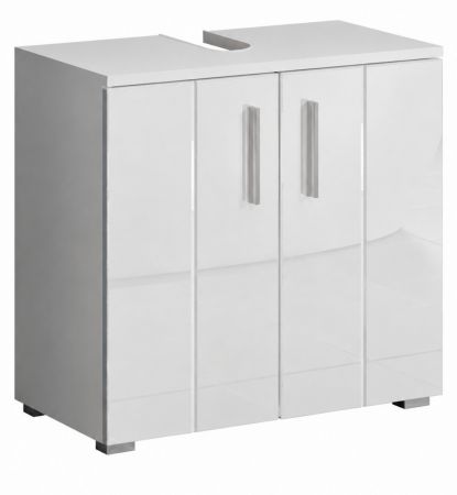 Waschbeckenunterschrank Bianco in wei� Hochglanz,  Badschrank 60 x 58 cm