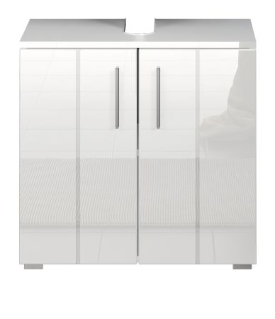 Waschbeckenunterschrank Bianco in wei� Hochglanz,  Badschrank 60 x 58 cm