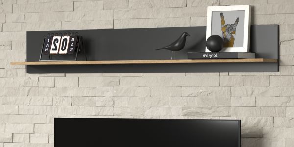 Wandboard Groove in grau und Evoke Eiche Wandregal 167 x 25 cm
