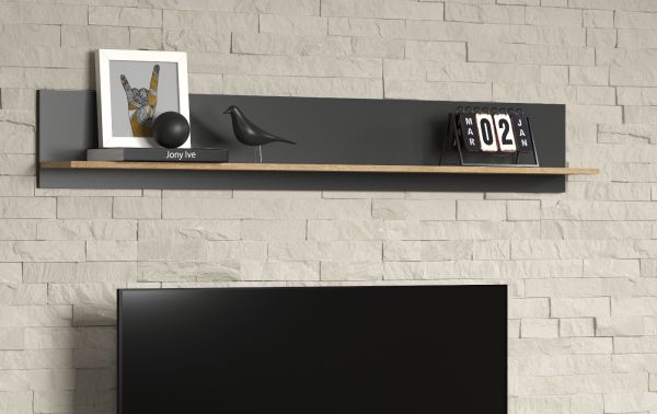 Wandboard Groove in grau und Evoke Eiche Wandregal 167 x 25 cm