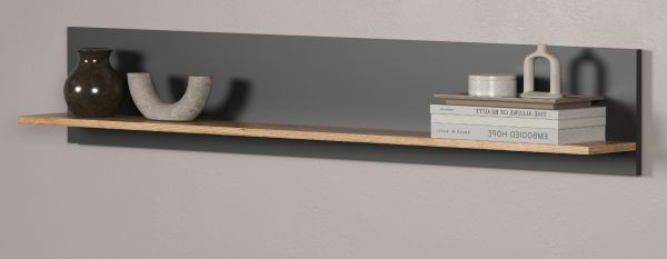 Wandboard Groove in grau und Evoke Eiche Wandregal 150 x 25 cm