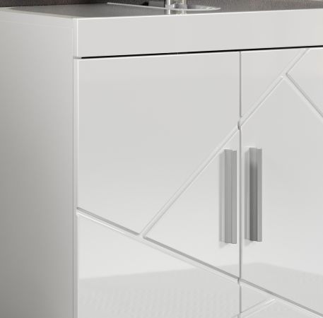 Waschbeckenunterschrank Adamo in wei� Hochglanz, Badschrank 2-t�rig 60 x 56 cm