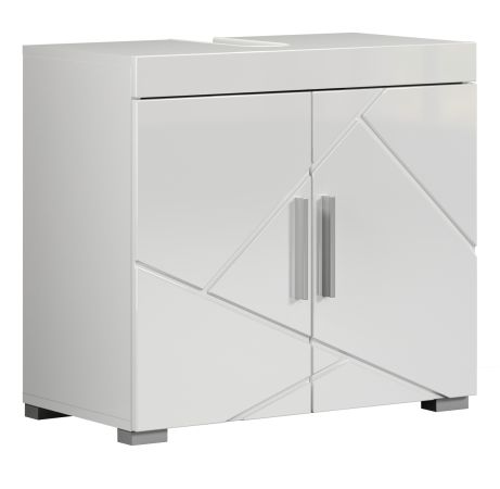 Waschbeckenunterschrank Adamo in wei� Hochglanz, Badschrank 2-t�rig 60 x 56 cm