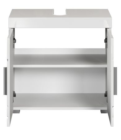 Waschbeckenunterschrank Adamo in wei� Hochglanz, Badschrank 2-t�rig 60 x 56 cm