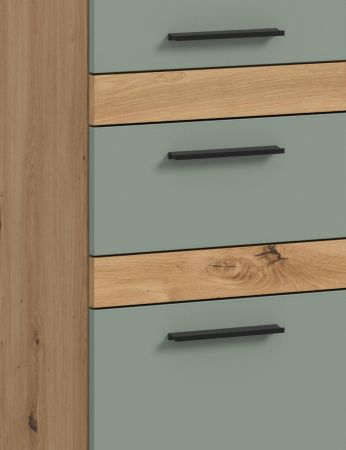 Badezimmer Midischrank Bailey in Salbei und Artisan Eiche Badschrank 35 x 137 cm