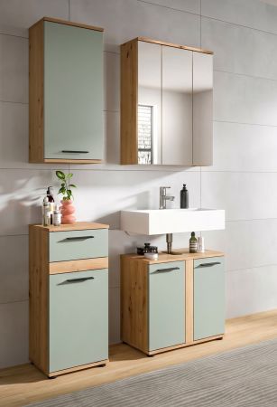 Badezimmer H�ngeschrank Bailey in Salbei und Artisan Eiche Badschrank 35 x 77 cm