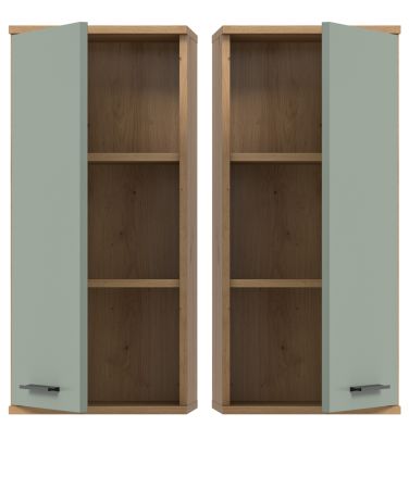 Badezimmer H�ngeschrank Bailey in Salbei und Artisan Eiche Badschrank 35 x 77 cm