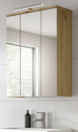 Badezimmer Spiegelschrank Bailey in Artisan Eiche Badschrank 3-t�rig inkl. LED 60 cm