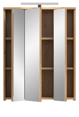 Badezimmer Spiegelschrank Bailey in Artisan Eiche Badschrank 3-t�rig inkl. LED 60 cm