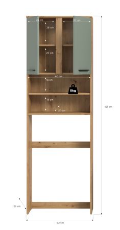 Waschmaschinenschrank Bailey in Salbei und Artisan Eiche Waschmaschinen �berbau 63 x 191 cm