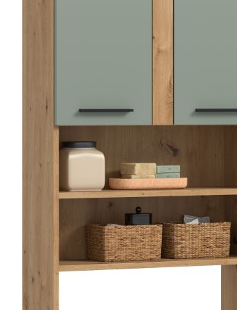 Waschmaschinenschrank Bailey in Salbei und Artisan Eiche Waschmaschinen �berbau 63 x 191 cm