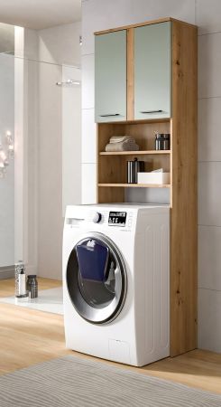 Waschmaschinenschrank Bailey in Salbei und Artisan Eiche Waschmaschinen �berbau 63 x 191 cm
